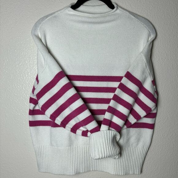 Truth by Republic Sweater Women's Size Medium Mock Neck White w/ Pink Stripes - Picture 13 of 16